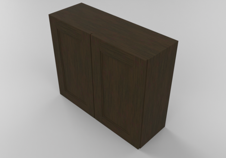 3D Furniture - Wooden cabinet with two door panels - Panda...
