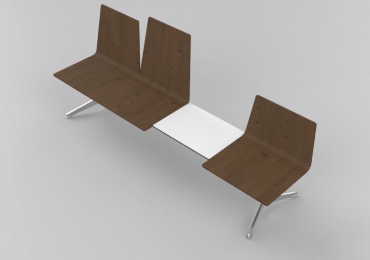 3D Stühle - 3-Sitzer auf Balken mit Tischchen - Hitch...
