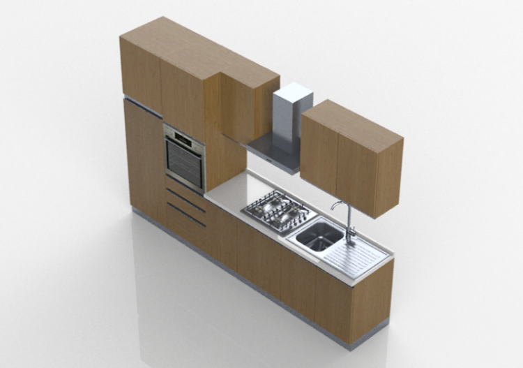 3D Küchen - Cocina linear 315x216cm - ACCA software