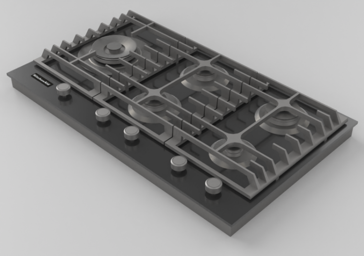 Electrodomésticos 3D - Cocina de gas 5 quemadores -...