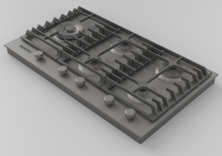 3D Haushaltgeräte - Gasherd mit 5 Kochfelder - KitchenAid -...