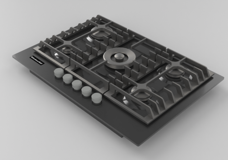 3D Haushaltgeräte - Gasherd mit 5 Kochfelder - KitchenAid -...