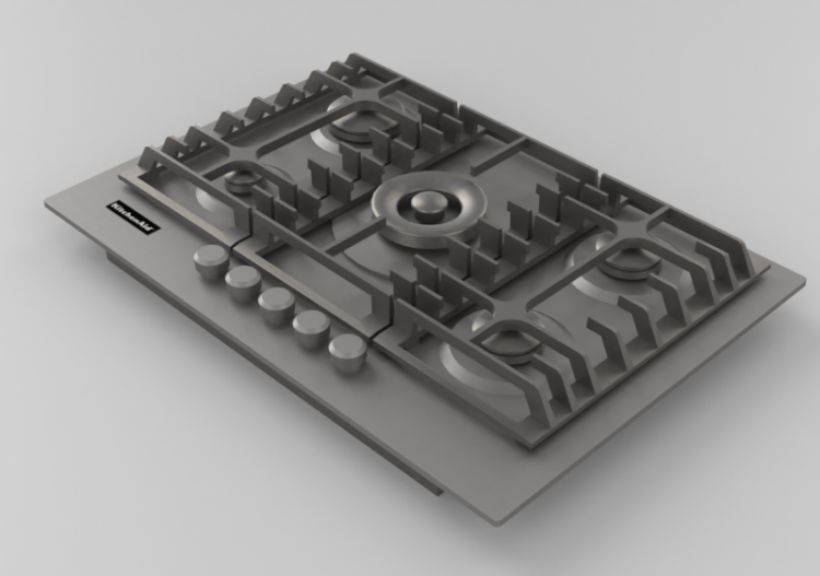 Eletrodomésticos 3D - Cooktop a gás com 5 bocas -...