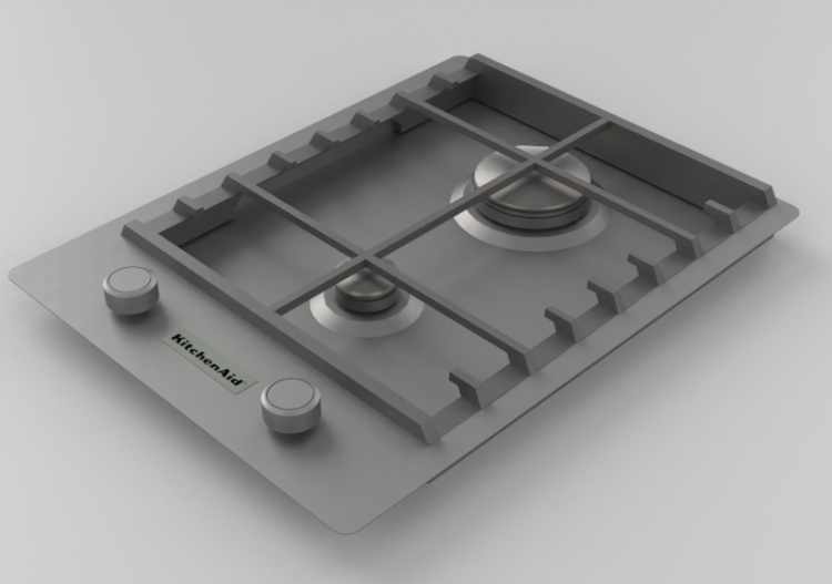 Eletrodomésticos 3D - Cooktop a gás com 2 bocas -...
