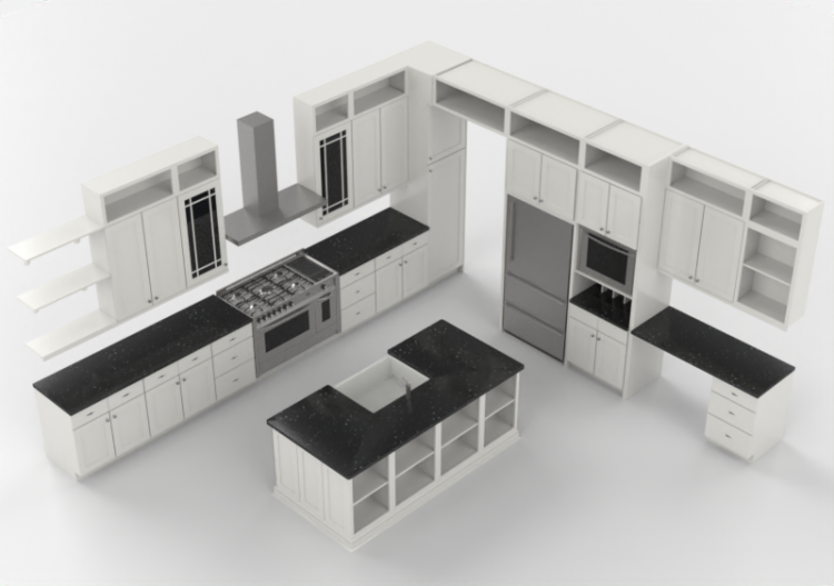 Cuisine 3D - Cuisine équipée avec électroménager -...