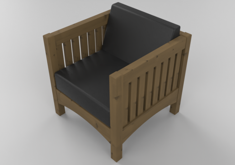 3D Sessel und Sofas - Sessel aus massivem Holz - Thos....
