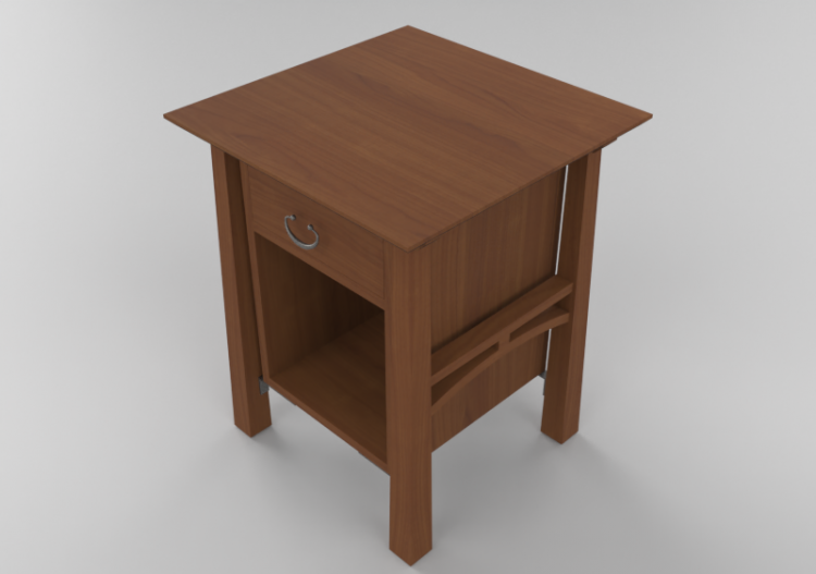 Beds and Side Cabinets 3D - Solid wood bedside cabinet -...
