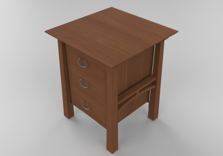 Camas y Mesitas de noche 3D - Cómoda de madera maciza -...