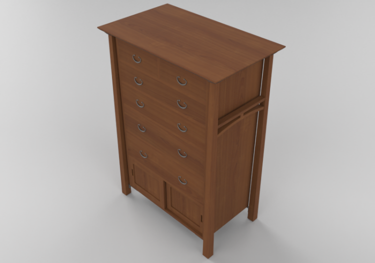 Wardrobes and Cabinets 3D - Six drawers cabinet with two...