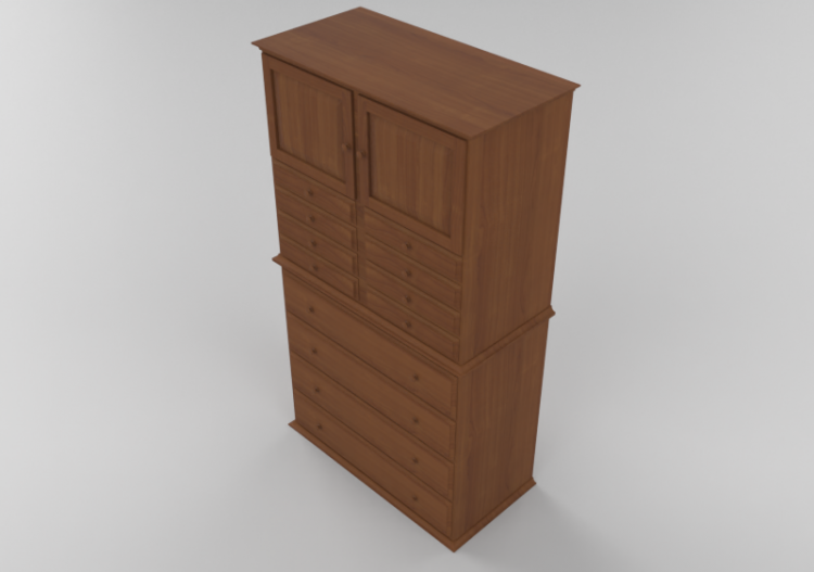 Armarios y Cómodas 3D - Cajonera con doce cajones y dos...