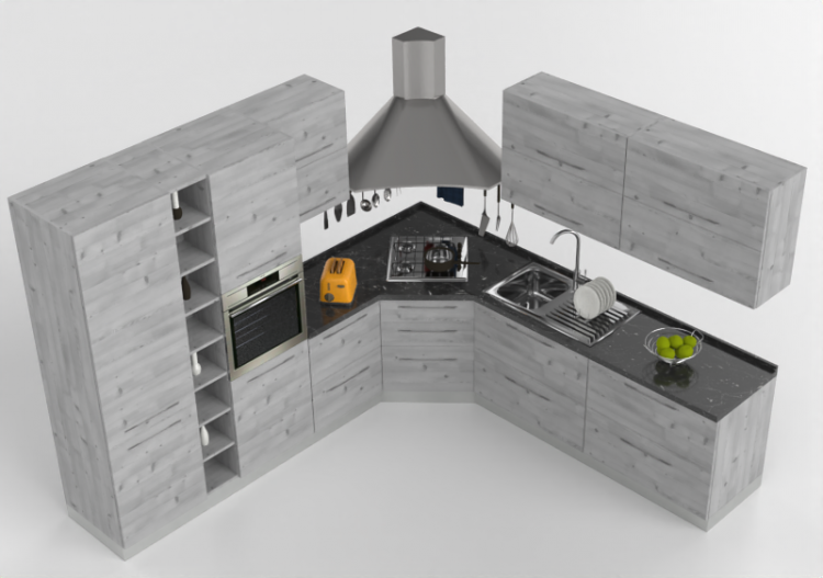 3D Kitchens - Modern kitchen complete with appliances -...