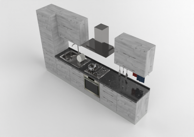 3D Kitchens - Modern kitchen complete with appliances -...