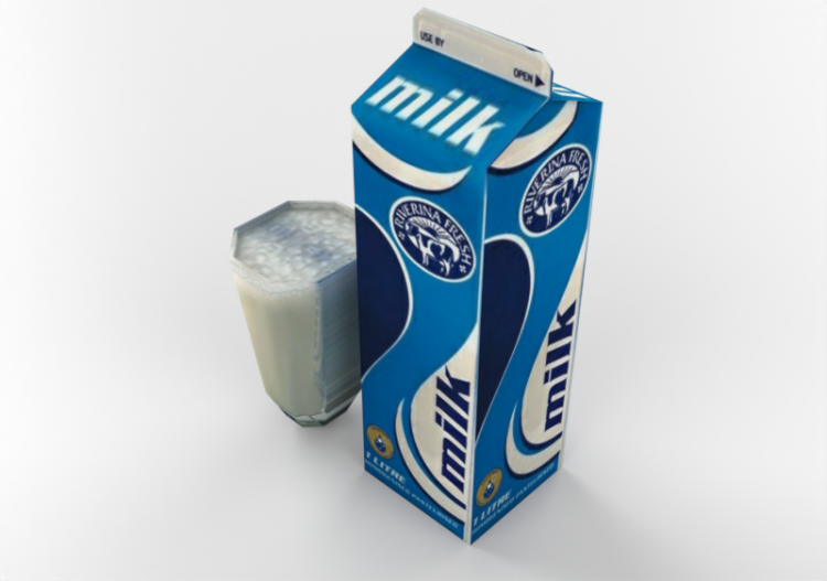 Accessoires 3D - Emballage de lait avec verre - ACCA...