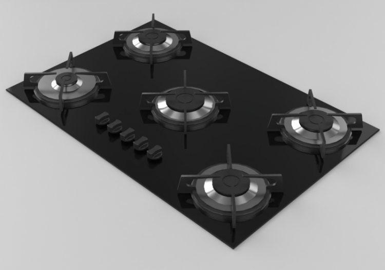 Electroménagers 3D - Plan cuisson à gaz 5 feux - ACCA...