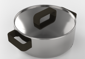 Pans and Containers 3D - Stainless steel casserole
