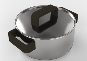 Pans and Containers 3D - Stainless steel casserole