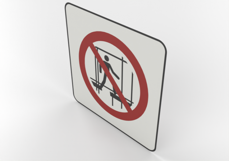 Benutzen des unvollständigen Gerüstes verboten - P025 -...