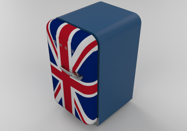 Electrodomésticos 3D - Minibar de los años '50 Union Jack-...