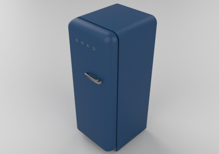 3D Haushaltgeräte - Kühlschrank eintürig 50er Jahre, blau -...