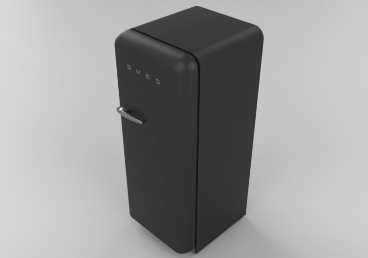 3D Electrical Appliances - 1950s single door Fridge - black...