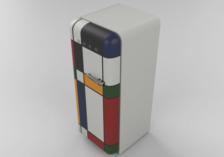 Electrodomésticos 3D - Refrigerador monopuerta de los años...