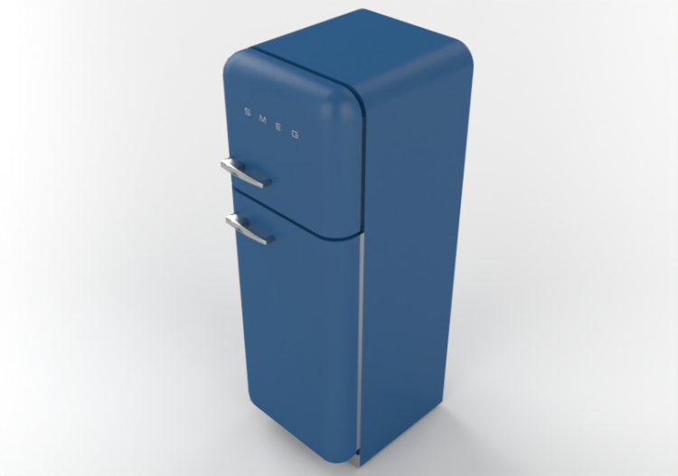 3D Electrical Appliances - 1950s two door fridge - blue -...