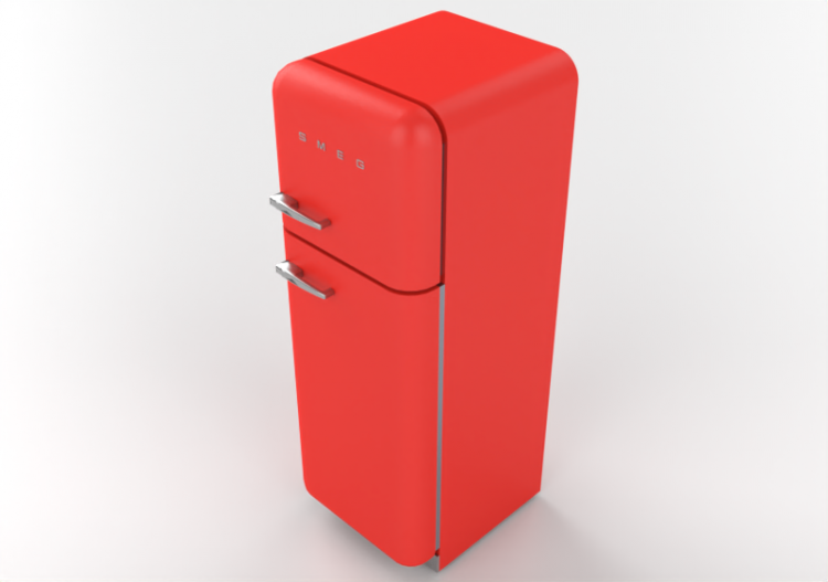 Elettrodomestici 3D - Frigorifero due porte anni '50, rosso...