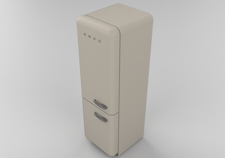 Eletrodomésticos 3D - Frigorífico combinado anos '50, creme...