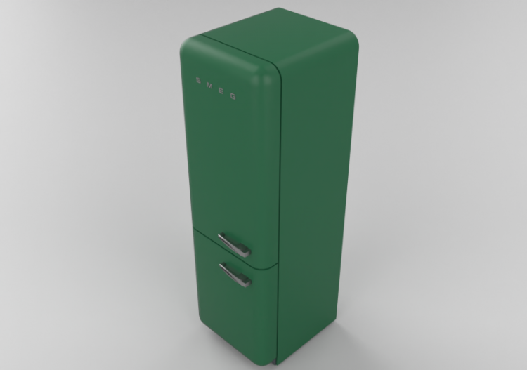 Eletrodomésticos 3D - Frigorífico combinado anos '50, verde...