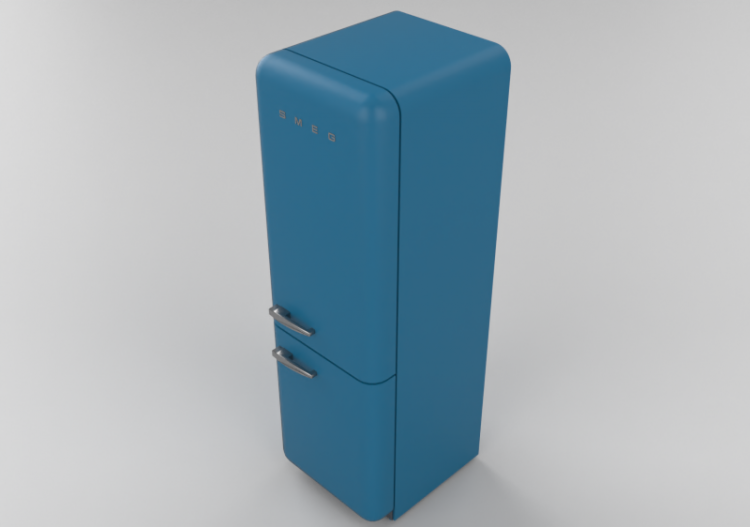 3D Electrical Appliances - 1950s combined Fridge - blue -...
