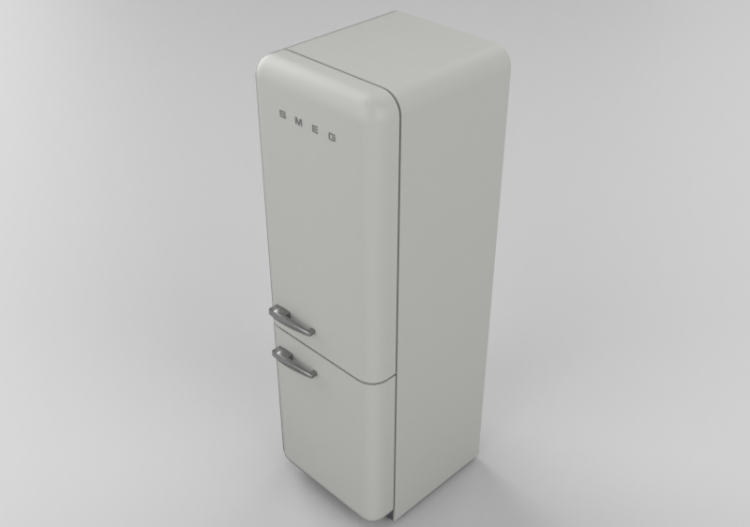 3D Electrical Appliances - 1950s combined Fridge - White -...