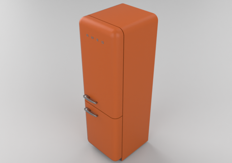 3D Electrical Appliances - 1950s combined Fridge - Orange -...