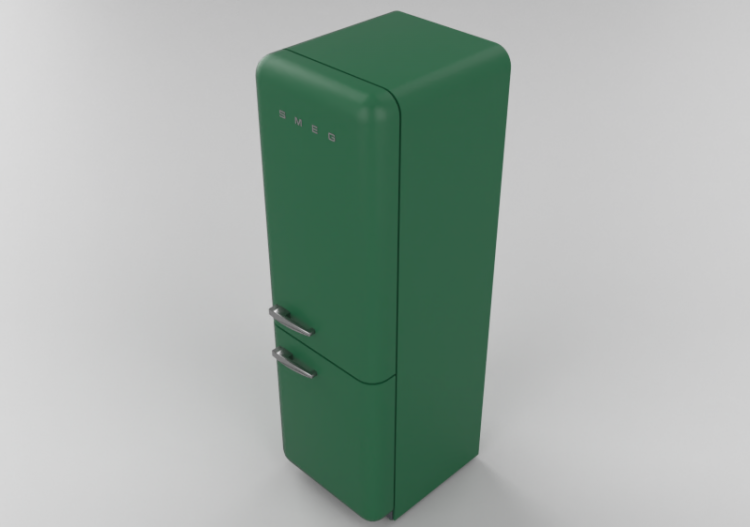 Eletrodomésticos 3D - Frigorífico combinado anos '50, verde...
