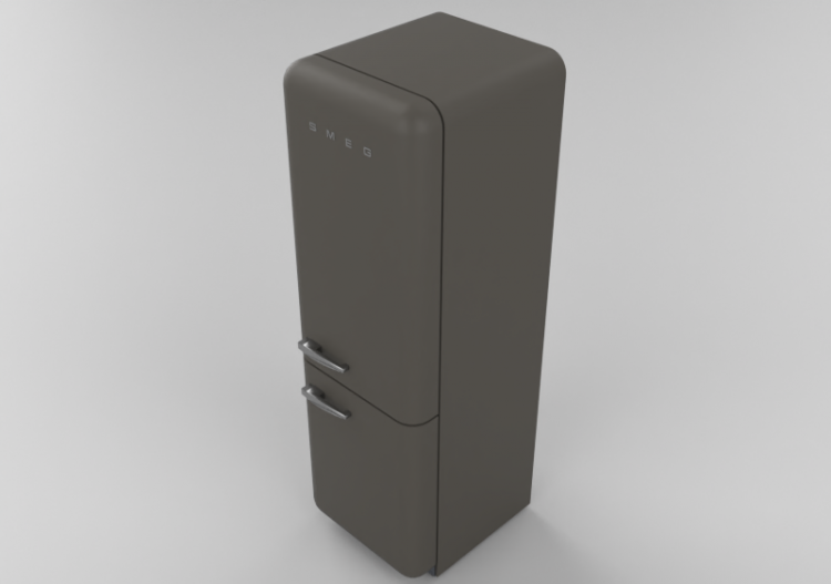 3D Electrical Appliances - 1950s combined Fridge - metallic...