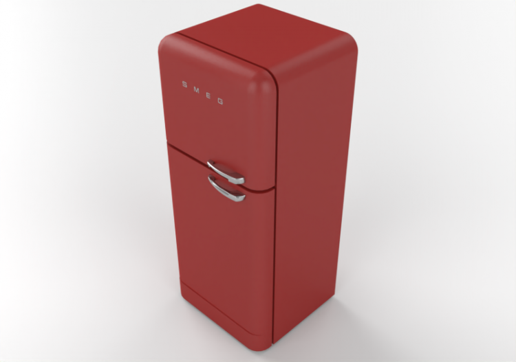 Elettrodomestici 3D - Frigorifero due porte anni '50, rosso...