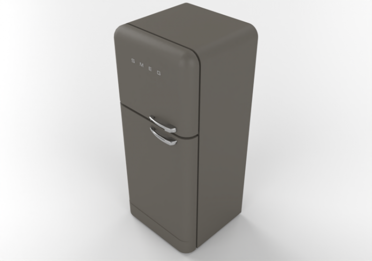 3D Electrical Appliances - 1950s two door fridge - metallic...