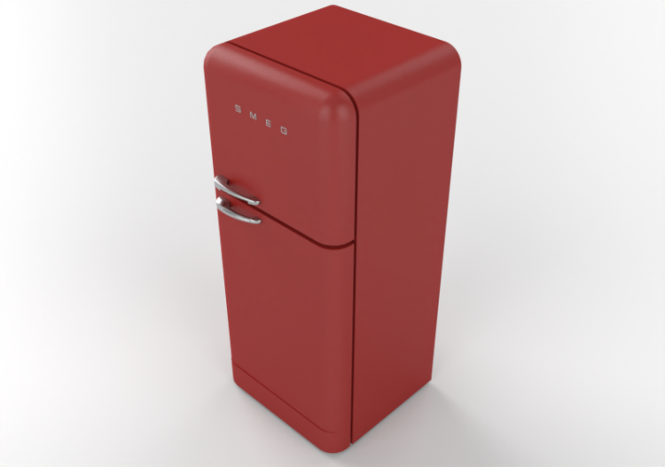 Elettrodomestici 3D - Frigorifero due porte anni '50, rosso...