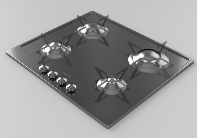 3D Haushaltgeräte - Gasherd mit 4 Kochfelder - Smeg - P64ES...