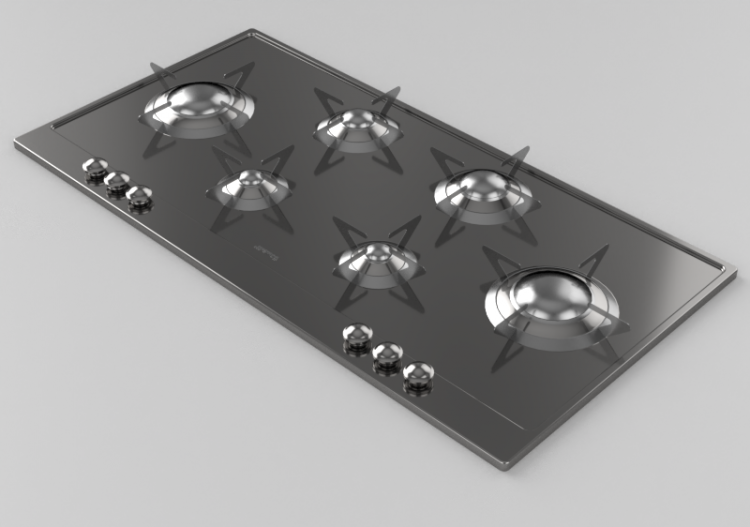 Eletrodomésticos 3D - Cooktop a gás com 6 queimadores -...