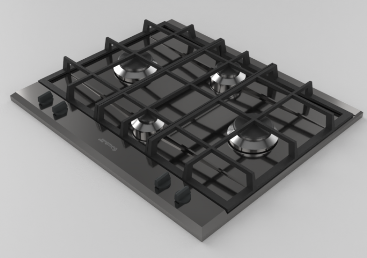 Elettrodomestici 3D - Piano cottura a gas con 4 fuochi -...