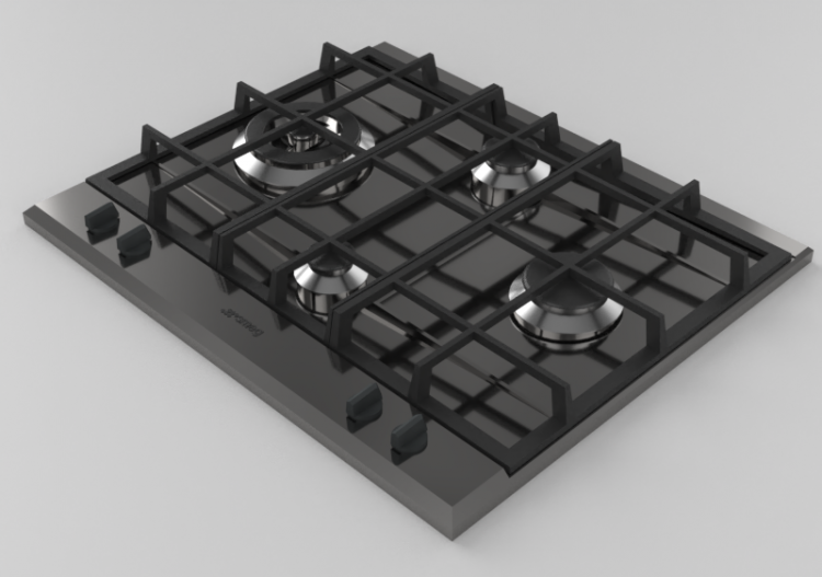 Electroménagers 3D - Plan de cuisson à gaz avec 4 feux -...