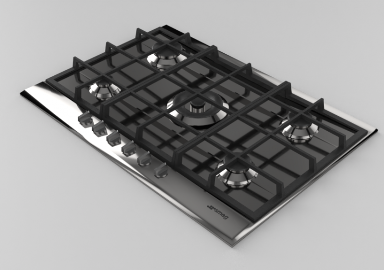 Elettrodomestici 3D - Piano cottura a gas con 5 fuochi -...