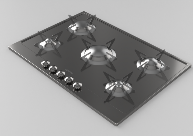 Electroménagers 3D - Plan de cuisson à gaz avec 5 feux -...