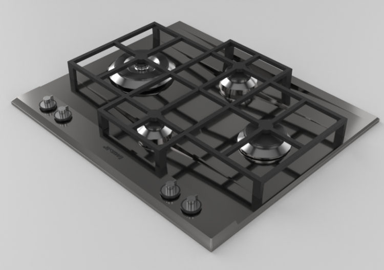 Electroménagers 3D - Plan de cuisson à gaz avec 4 feux -...