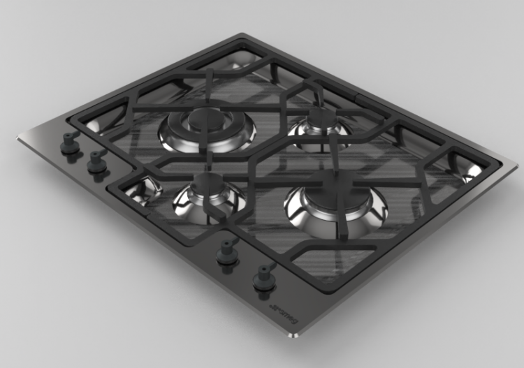 3D Haushaltgeräte - Gasherd mit 4 Kochfelder - Smeg -...