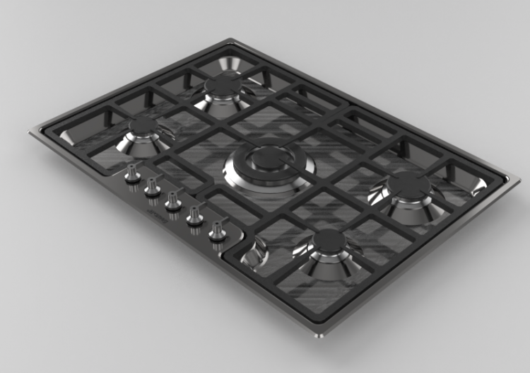 3D Electrical Appliances - Cooking top with 5 burners -...