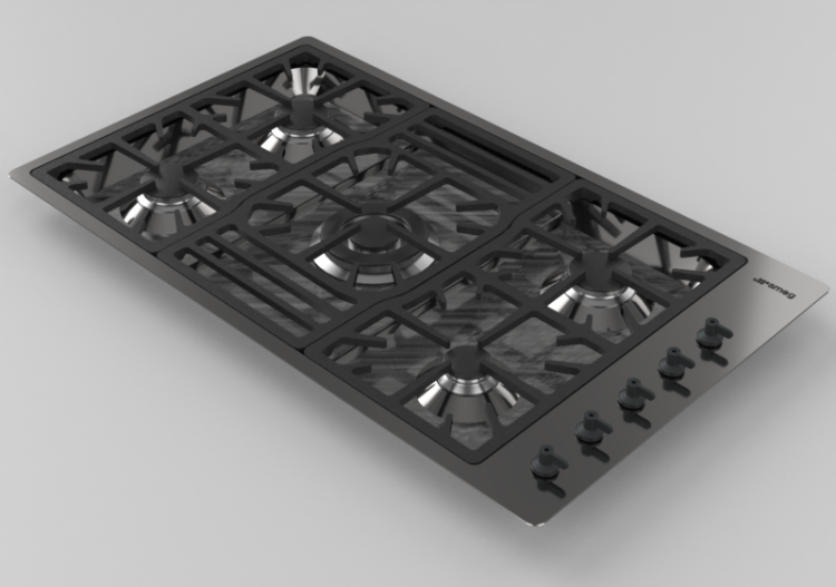 3D Electrical Appliances - Cooking top with 5 burners -...