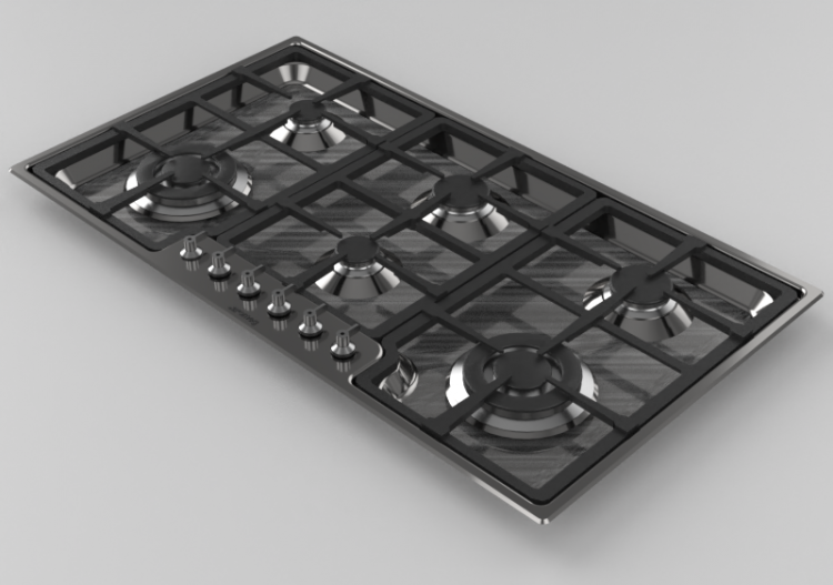 3D Electrical Appliances - Cooking top with 6 burners -...