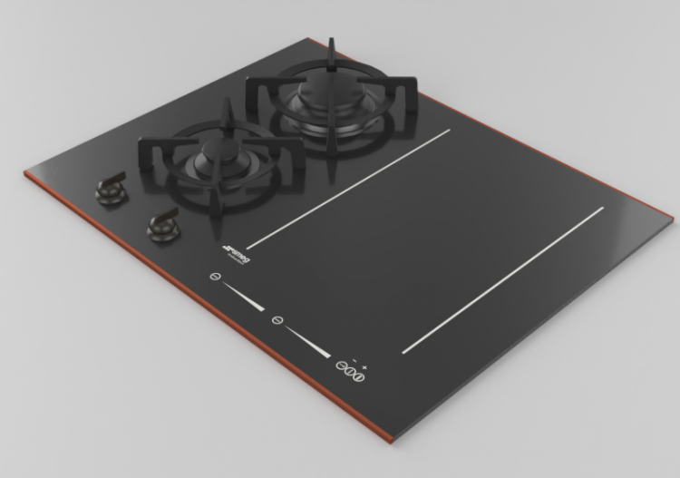 Electroménagers 3D - Plan de cuisson mixte, feux à gaz et...