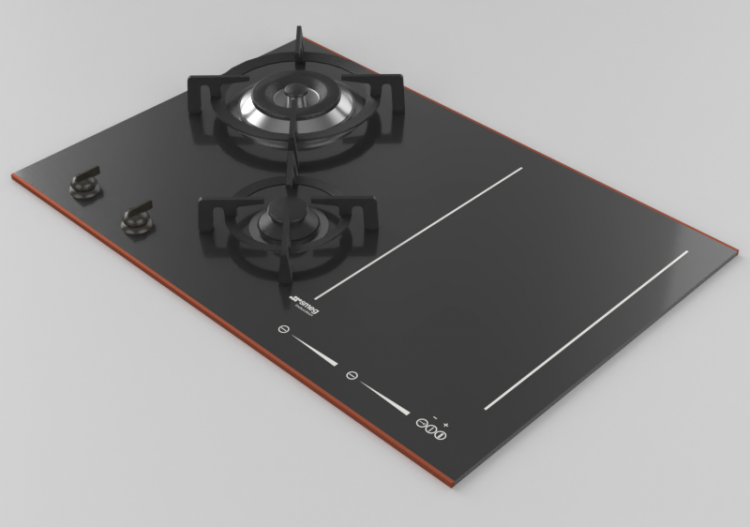 Electroménagers 3D - Plan de cuisson mixte, feux à gaz et...